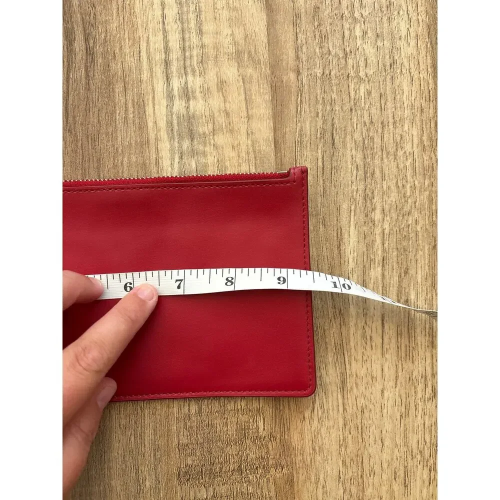 Coach Red Leather Slim Top Zip Wallet Clutch Accessory Pouch